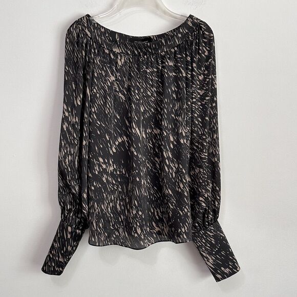 Jill Stuart Silk Top Blouse Shell 4 Boat Neck Long Sleeve Party Cocktail Dinner - Picture 1 of 10